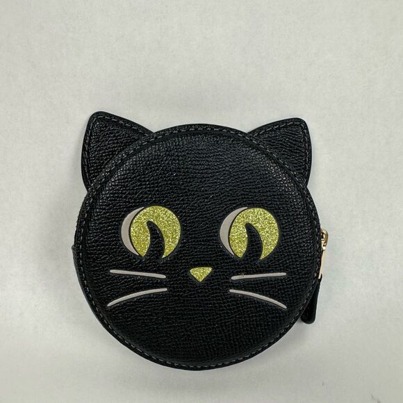 COPY - Coach Coin Purse with Halloween Cat Black Leather Wallet CW464 NWT - Picture 2 of 9